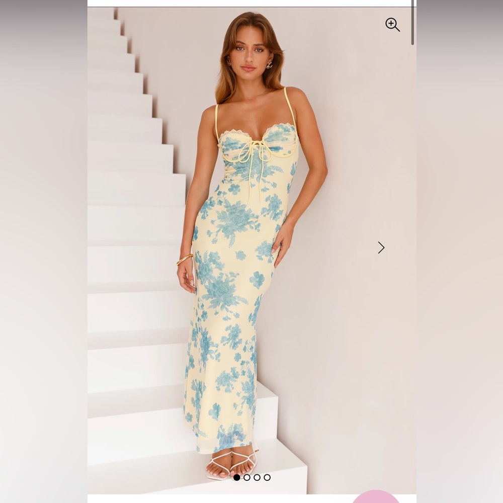 Hello Molly Yellow and Blue Floral Maxi Dress